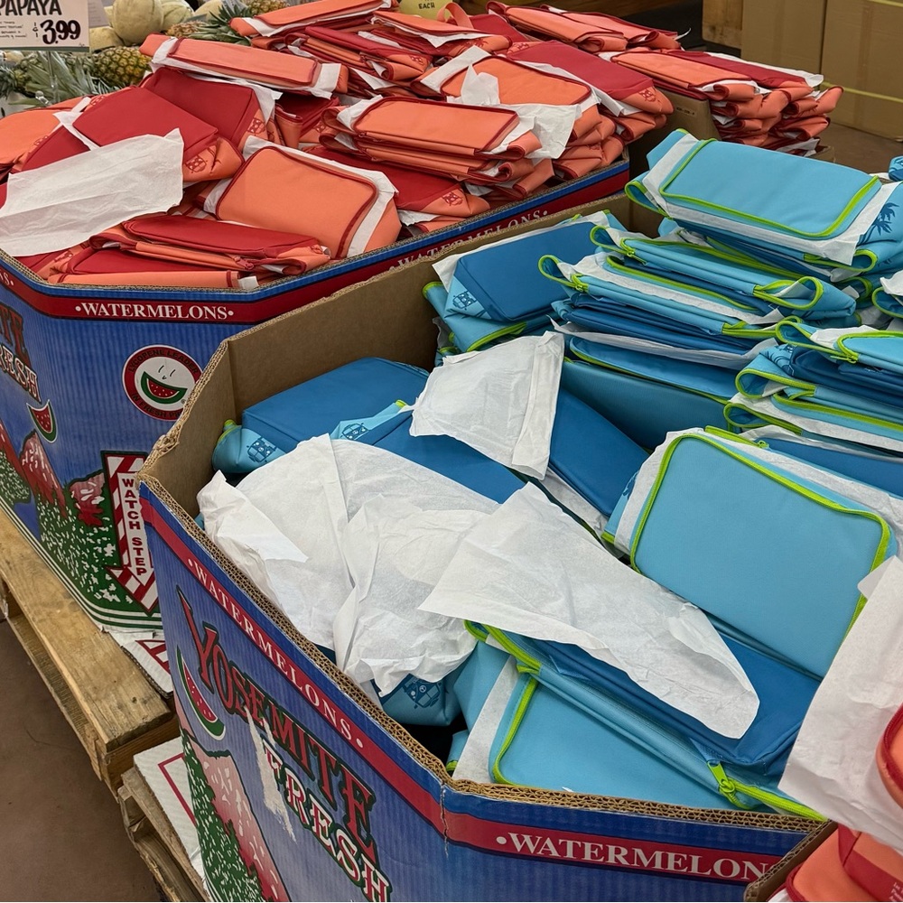 Set 2 LIMITED EDITION Summer 25 ‘ TRADER JOES Mini Insulated Tote Bag Peach Teal